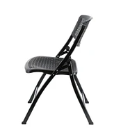 Elama 4 Piece Plastic Mesh Folding Chair in Black