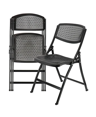 Elama 4 Piece Plastic Mesh Folding Chair in Black