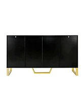 Streamdale Furniture Modern Sideboard With Four Doors, Metal Handles & Legs And Adjustable Shelves Kitchen Cabinet