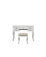 Simplie Fun White Vanity Set with Stool and Unique Legs
