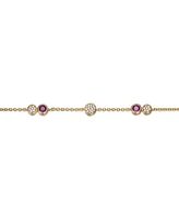 GiGiGirl Sterling Silver 14K Gold Plated Bracelet with Ruby Cubic Zirconia Stones