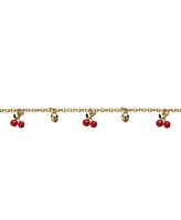 GiGiGirl 14k Yellow Gold Plated Adjustable Bracelet with Red Enamel Cherry Charms for Kids