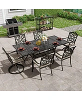 Mondawe 7 Pieces Rectangular Outdoor Dining Set and 2 pcs Swivel Chair with Cushions