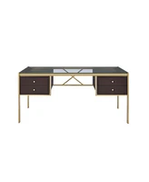 Simplie Fun Yumia Desk In Gold & Clear Glass