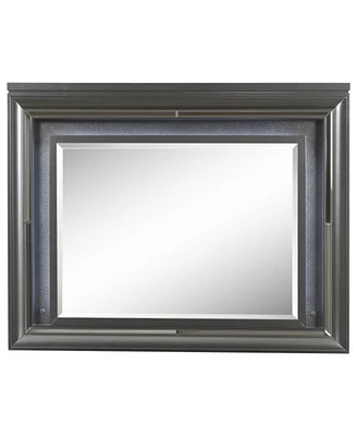 Simplie Fun Sawyer Mirror with Led, Metallic Gray