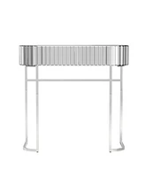 Simplie Fun Mirrored Vanity Table, Mirrored Dressing Table, Stainless Steel Glossy Frame Desk For Bedroom