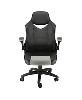 Elama High Back Adjustable Faux Leather Office Chair in Black and Gray