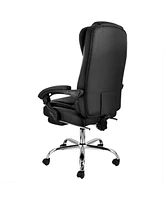 Elama High Back Adjustable Faux Leather Office Chair in Black with Adjustable Footrest