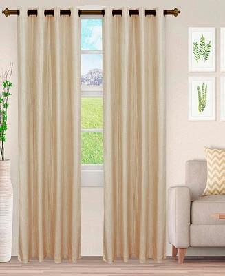Superior Metallic Cascade Textured Window Curtain Panel Set with Grommet Header