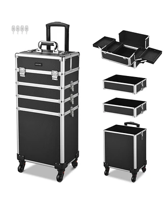 Byootique Black 4in1 Rolling Makeup Train Case Makeup Artist Cosmetic Organizer