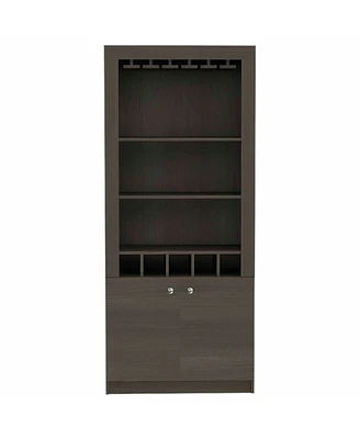 Simplie Fun Plympton 3-Shelf Rectangle 5-Bottle Bar Cabinet Smokey Oak