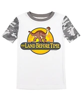 The Land Before Time Big Boys Littlefoot Youth Short Sleeve Pajama Set With Camo Design