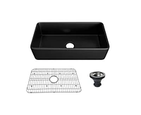 Casainc 36" L x 18" W Single Bowl Fireclay Farmhouse Kitchen Sink with Accessories