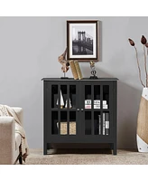 Costway Storage Buffet Cabinet Glass Door Sideboard Console Table Server