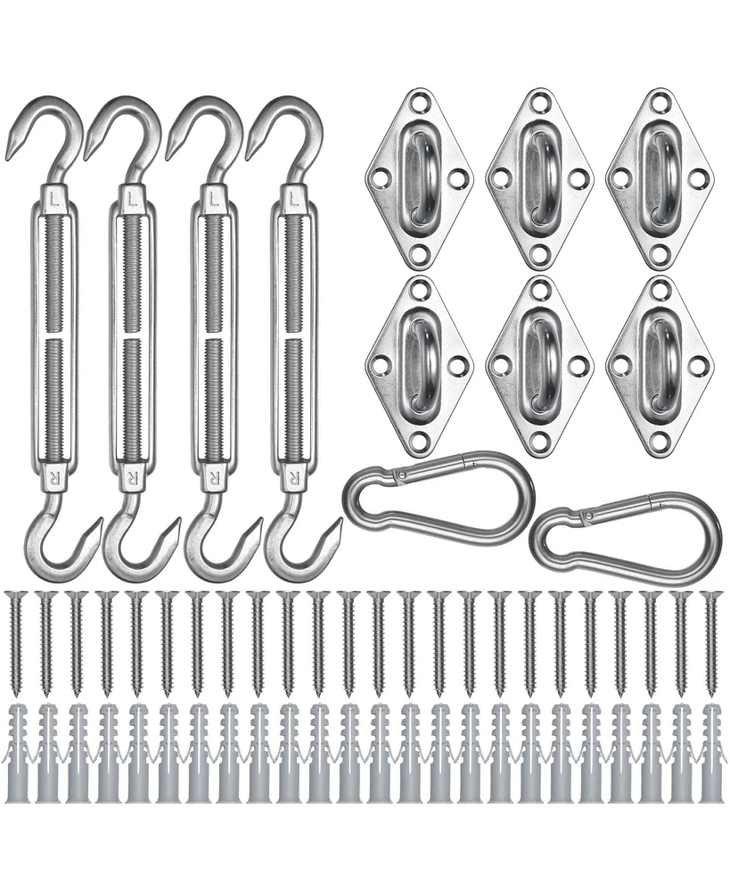 Yescom Triangle Sun Shade Sail Hardware Kit 304 Anti-Rust Stainless Steel Yard 2 Pack