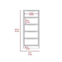 Kaia 5 Drawer Dresser, Vertical Dresser - Smokey Oak White