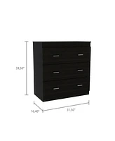 Streamdale Furniture Montclair 3-Drawer Dresser Black