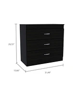 Streamdale Furniture Bethage 3-Drawer Dresser Black Wengue