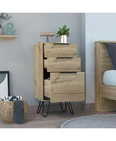 Streamdale Furniture Augusta Light Dresser, Hairpin Legs, Superior Top, Three Drawers - Light Oak