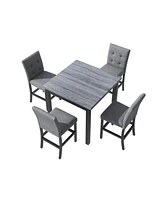 Simplie Fun 5-Piece Counter Height Dining Set Wood Square Dining Room Table And Chairs Stools with Footrest