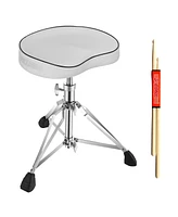 5 Core Drum Throne Padded Guitar Stool Swivel Height Adjustable Ergonomic Music Chair For Adults And Kids w Anti Slip Rubber Feet - Ds Ch Wh Sdl Hd