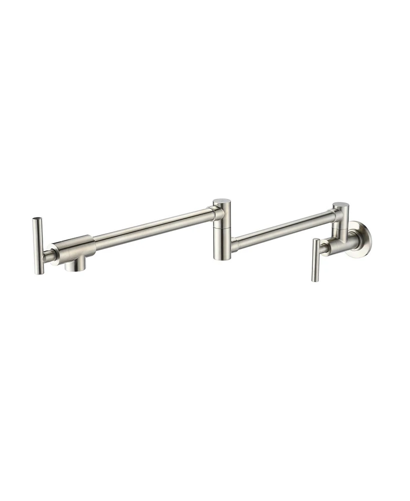 Mondawe Pot Filler Tap Foldable Kitchen Faucet Single Cold Sink Rotate Folding Spout Brass Wall Mounted