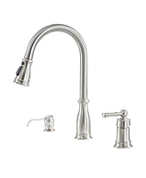 Mondawe Luxury 3 holes Widespread Single Handle Kitchen Faucet with 360 Degree