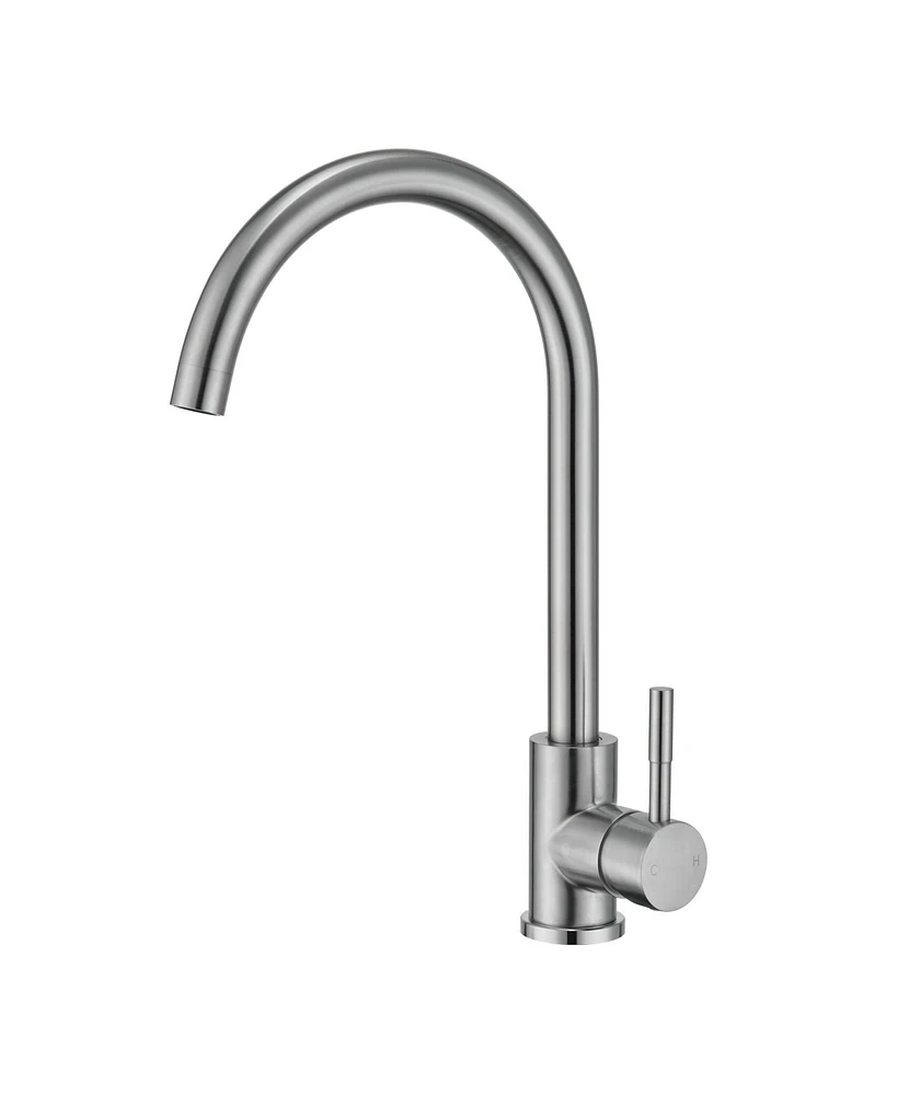 Mondawe Single Handle Bar Sink Faucet with 360 Degree Swivel Spout,Single Hole High Arc Faucet for Kitchen Sink