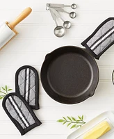 Design Imports Double Strip Chef Kitchen Cooking Baking Collection, Pan Handle Set, 6x3, Black, 3 Piece