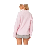 Edikted Women's Amour High Neck Over d Zip Sweater