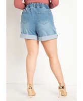 Eloquii Plus Elastic Waistband Shorts With Pleat Detail