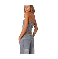 Edikted Women's Myla Washed Denim Corset