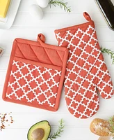 Design Imports Lattice Basics Collection Kitchen Essentials, Oven Mitt Potholder Set, Spice, 2, Piece