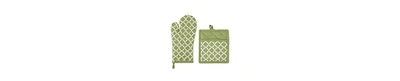 Design Imports Lattice Basics Collection Kitchen Essentials, Oven Mitt Potholder Set, Antique Green, 2, Piece