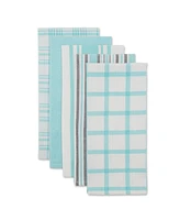 Design Imports Assorted Woven, Kitchen Dishtowel Set, 18x28", Aqua, 5 Piece
