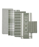 Design Imports Everyday Collection Foodie Kitchen Set, Dishtowel Dishcloth, Artichoke Green, 5 Piece