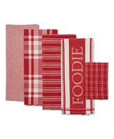 Design Imports Everyday Collection Foodie Kitchen Set, Dishtowel Dishcloth, Red, 5 Piece