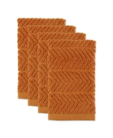 Design Imports Luxury Bar Mop Collection Chevron Dishtowel Set, 16x19", Pumpkin Spice, 4 Piece