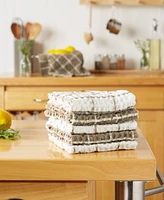 Design Imports Washed Waffle Collection Oversized Preshrunk Ultra Absorbent, Dishcloth Set, 12x12", Stone, 6 Piece