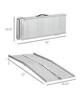 Homcom Textured Aluminum Folding Wheelchair Ramp, Portable Threshold Ramp 6', for Scooter Steps Home Stairs Doorways