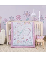 Sammy & Lou Floral Butterfly 4 Piece Crib Bedding Set