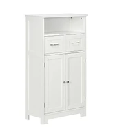 Kleankin Bathroom Storage Cabinet Freestanding Bathroom Storage Organizer with Two Drawers and Adjustable Shelf for Living Room, Bedroom or Entryway,