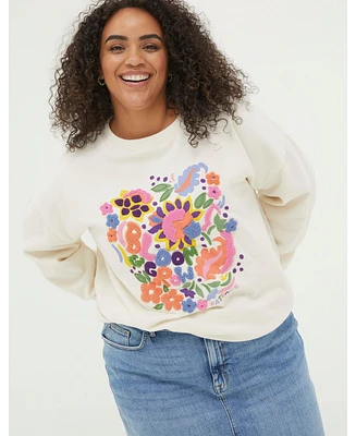 FatFace Plus Alex Art Floral Crew Sweatshirt