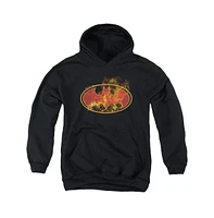 Batman Boys Youth Flames Logo Pull Over Hoodie / Hooded Sweatshirt