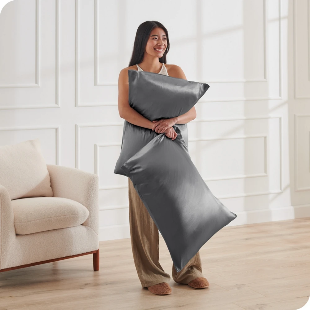 Bare Home Mulberry Silk Pillowcase Set, Zipper Closure