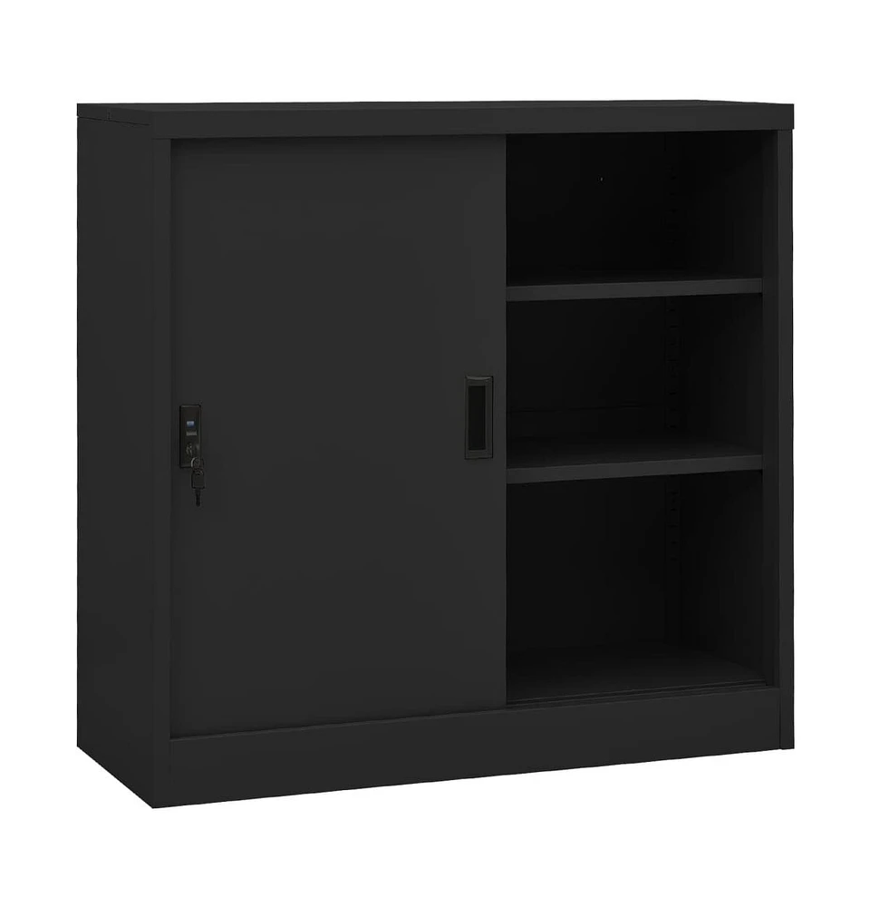 vidaXL Office Cabinet with Sliding Door Anthracite 35.4"x15.7"x35.4" Steel