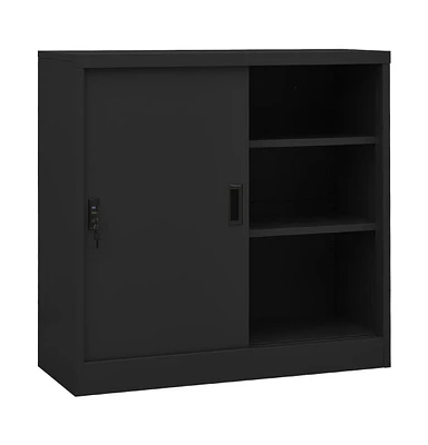vidaXL Office Cabinet with Sliding Door Anthracite 35.4"x15.7"x35.4" Steel