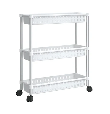 vidaXL 3-Tier Storage Trolley Silver and White Aluminum