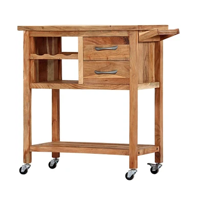 vidaXL Kitchen Trolley 31.5"x17.7"x35.8" Solid Wood Acacia