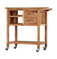 vidaXL Kitchen Trolley 31.5"x17.7"x35.8" Solid Wood Acacia